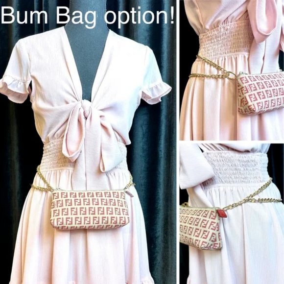 ⭐FENDI Zucca pouch crossbody or bum bag with chain - Picture 3 of 16